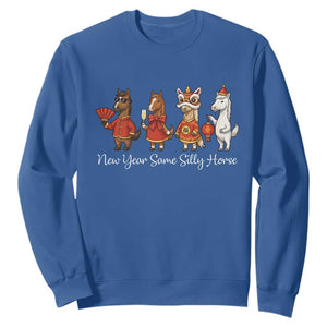 Funny Chinese New Year 2026 Sweatshirt New Year Same Silly Horse TS11 Royal Blue Print Your Wear