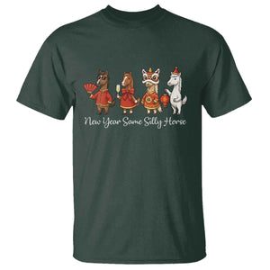 Funny Chinese New Year 2026 T Shirt New Year Same Silly Horse TS11 Dark Forest Green Print Your Wear