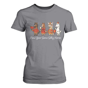 Funny Chinese New Year 2026 T Shirt For Women New Year Same Silly Horse TS11 Charcoal Print Your Wear