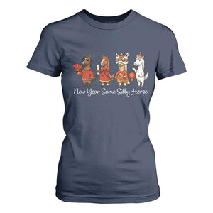 Funny Chinese New Year 2026 T Shirt For Women New Year Same Silly Horse TS11 Navy Print Your Wear