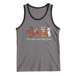 Funny Chinese New Year 2026 Tank Top New Year Same Silly Horse TS11 Deep Heather Black Print Your Wear