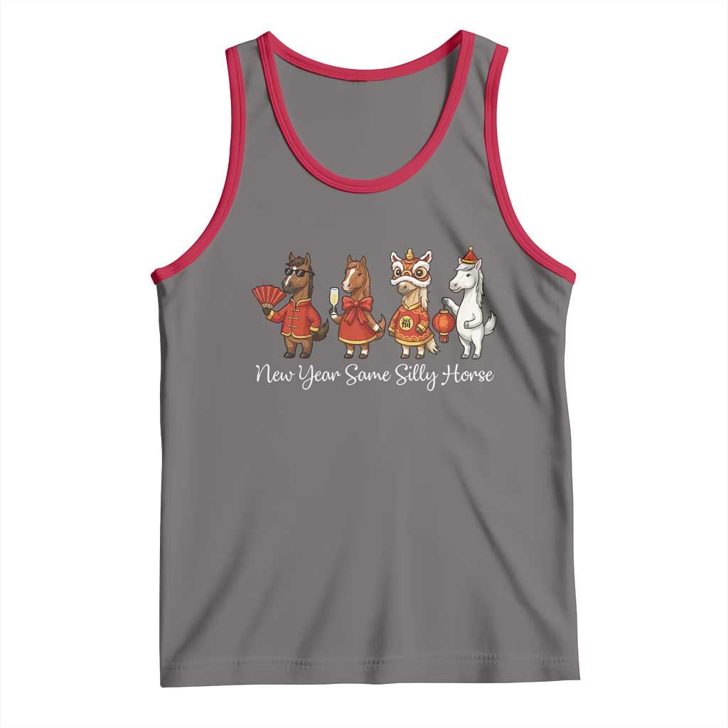 Funny Chinese New Year 2026 Tank Top New Year Same Silly Horse TS11 Deep Heather Red Print Your Wear