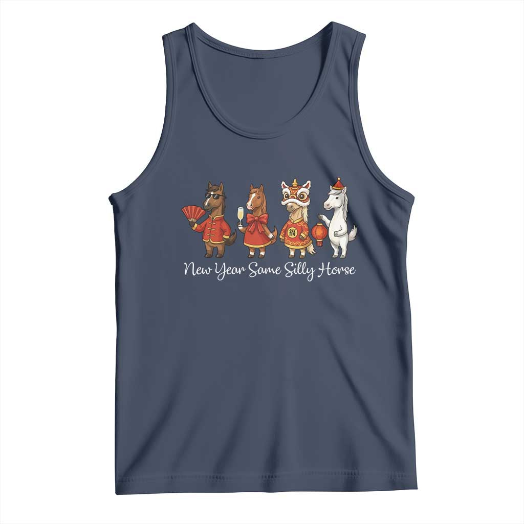 Funny Chinese New Year 2026 Tank Top New Year Same Silly Horse TS11 Navy Print Your Wear