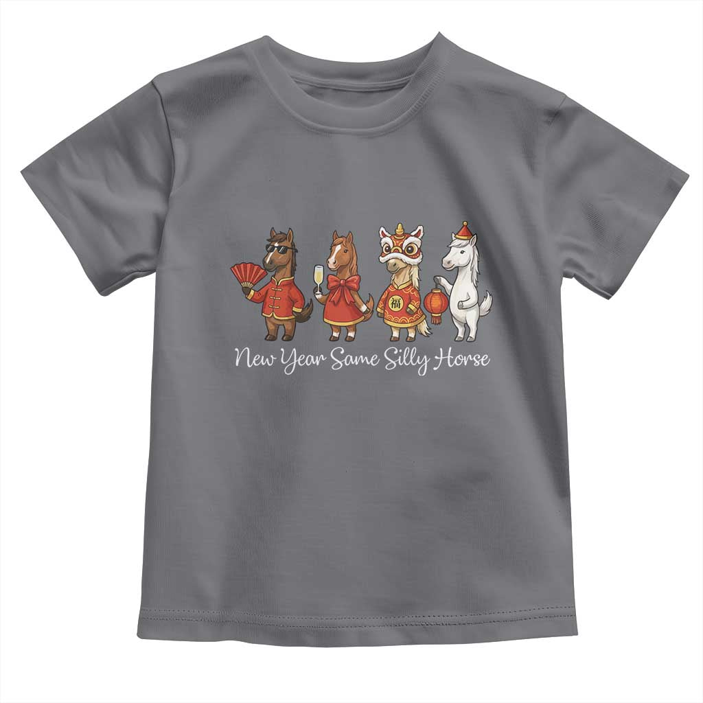 Funny Chinese New Year 2026 Toddler T Shirt New Year Same Silly Horse TS11 Charcoal Print Your Wear