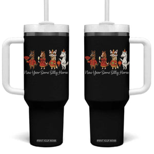 Funny Chinese New Year 2026 Tumbler With Handle New Year Same Silly Horse TS11 One Size: 40 oz Black Print Your Wear
