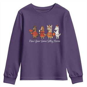 Funny Chinese New Year 2026 Youth Sweatshirt New Year Same Silly Horse TS11 Purple Print Your Wear