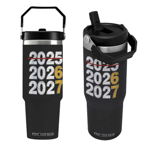 Funny 67 New Year Flip Straw Tumbler Happy New Year 2026 2027 Six Seven Meme TS11 One Size: 30 oz Black Print Your Wear