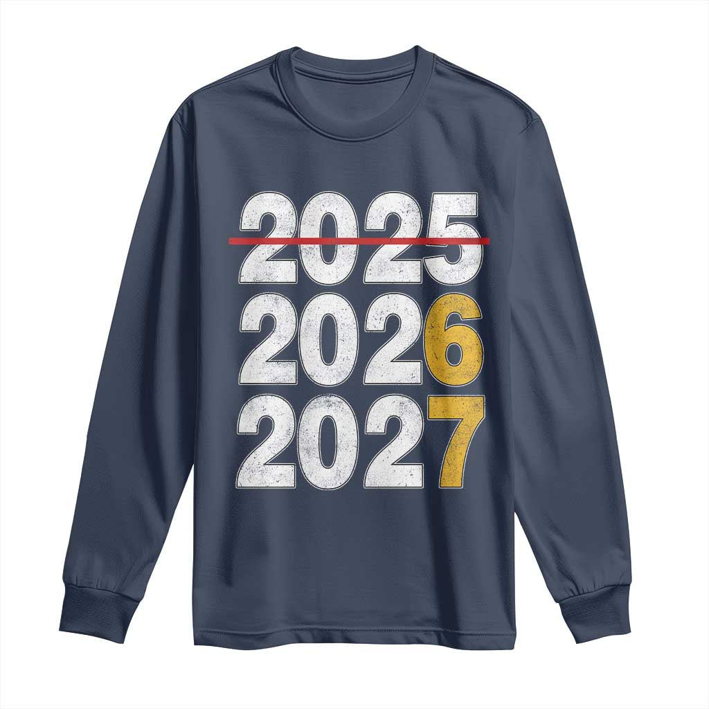 Funny 67 New Year Long Sleeve Shirt Happy New Year 2026 2027 Six Seven Meme TS11 Navy Print Your Wear