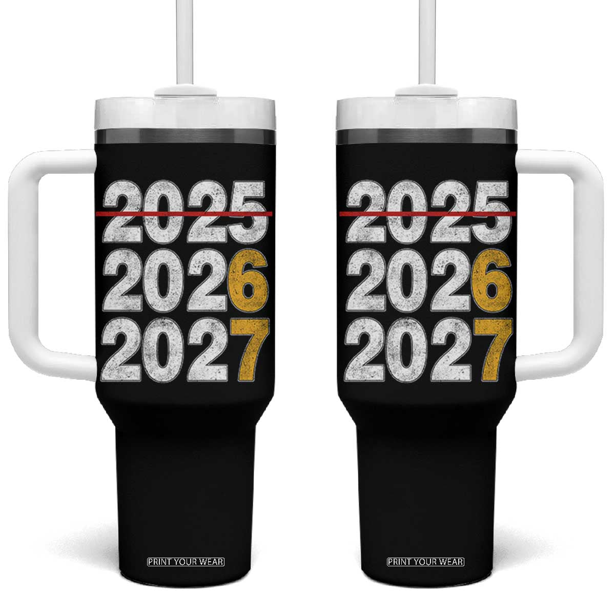Funny 67 New Year Tumbler With Handle Happy New Year 2026 2027 Six Seven Meme TS11 One Size: 40 oz Black Print Your Wear