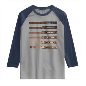 Melanin Black Teacher Raglan Shirt We Can Be Different On The Outside But We Have The Same Heart Inside TS11 Sport Gray Navy Print Your Wear