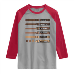 Melanin Black Teacher Raglan Shirt We Can Be Different On The Outside But We Have The Same Heart Inside TS11 Sport Gray Red Print Your Wear