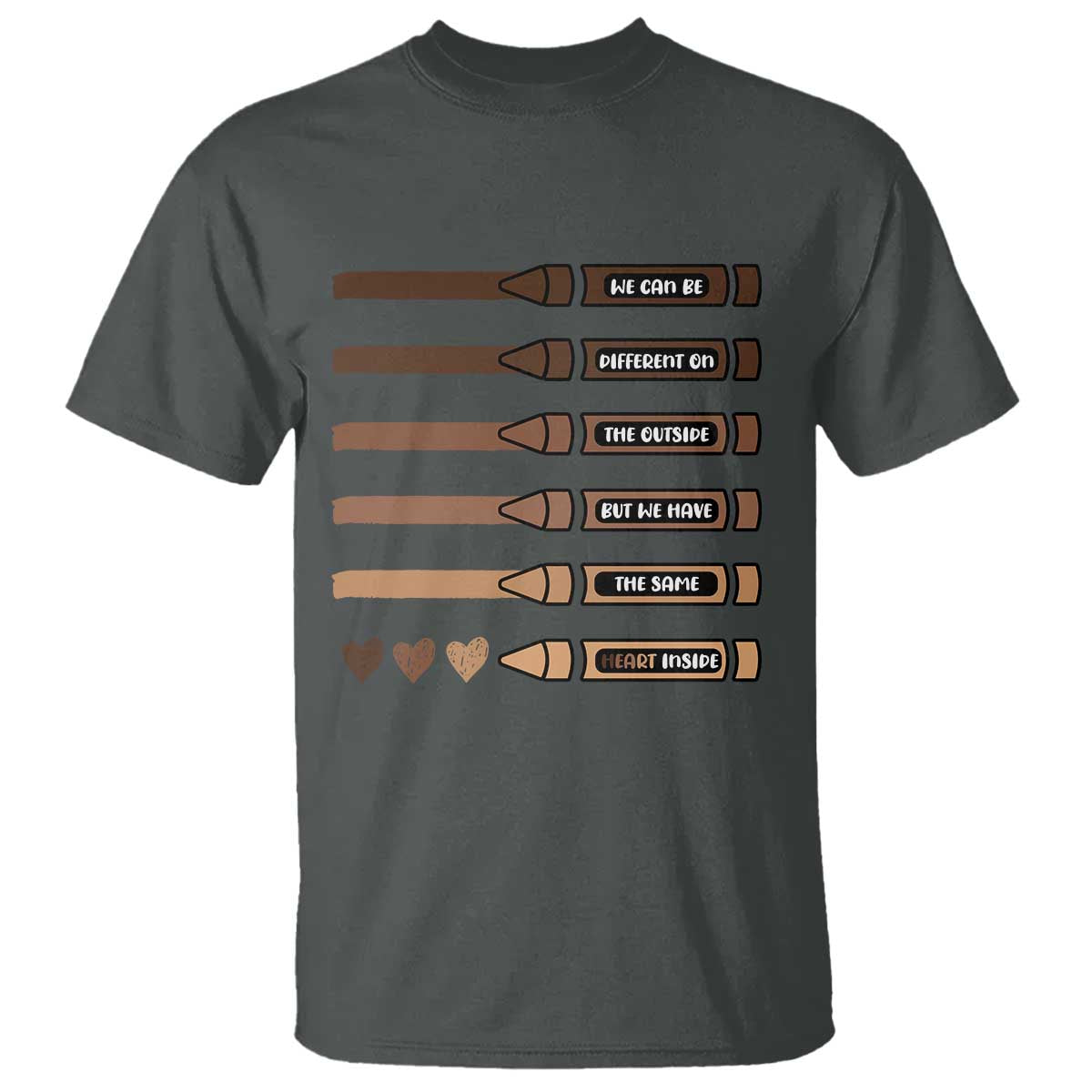 Melanin Black Teacher T Shirt We Can Be Different On The Outside But We Have The Same Heart Inside TS11 Dark Heather Print Your Wear
