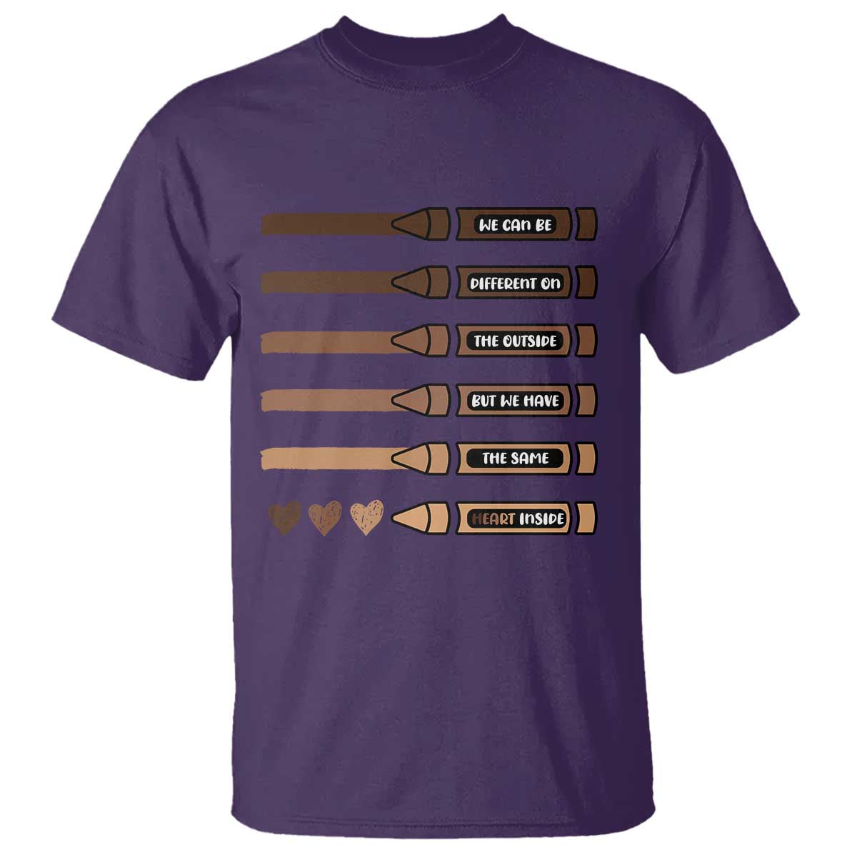 Melanin Black Teacher T Shirt We Can Be Different On The Outside But We Have The Same Heart Inside TS11 Purple Print Your Wear
