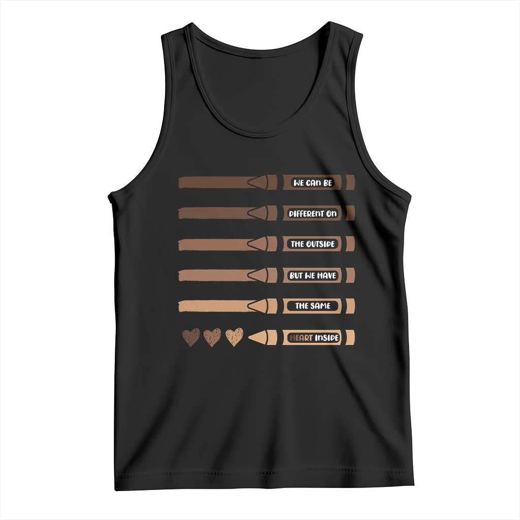 Melanin Black Teacher Tank Top We Can Be Different On The Outside But We Have The Same Heart Inside TS11 Black Print Your Wear
