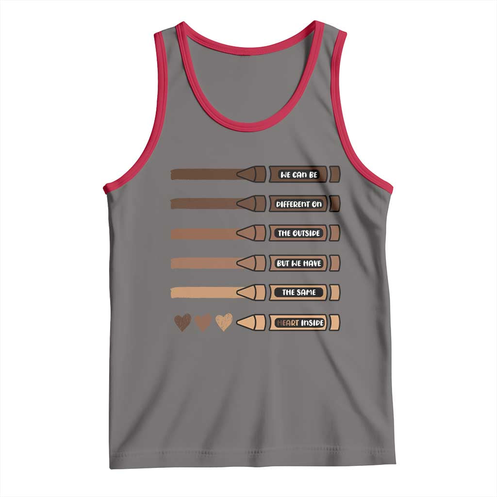 Melanin Black Teacher Tank Top We Can Be Different On The Outside But We Have The Same Heart Inside TS11 Deep Heather Red Print Your Wear