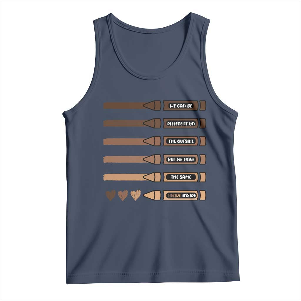 Melanin Black Teacher Tank Top We Can Be Different On The Outside But We Have The Same Heart Inside TS11 Navy Print Your Wear