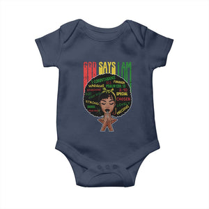 Proud Black African American Baby Onesie God Says I Am Black History Month Afro Girl TS11 Navy Print Your Wear