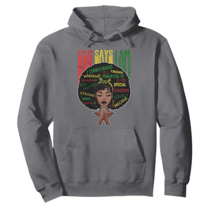 Proud Black African American Hoodie God Says I Am Black History Month Afro Girl TS11 Charcoal Print Your Wear