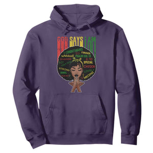 Proud Black African American Hoodie God Says I Am Black History Month Afro Girl TS11 Purple Print Your Wear