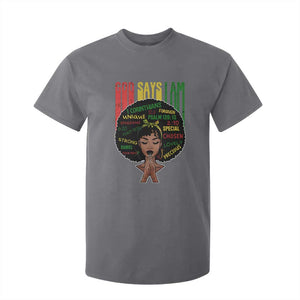 Proud Black African American T Shirt For Kid God Says I Am Black History Month Afro Girl TS11 Charcoal Print Your Wear
