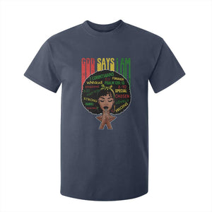 Proud Black African American T Shirt For Kid God Says I Am Black History Month Afro Girl TS11 Navy Print Your Wear