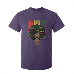 Proud Black African American T Shirt For Kid God Says I Am Black History Month Afro Girl TS11 Purple Print Your Wear