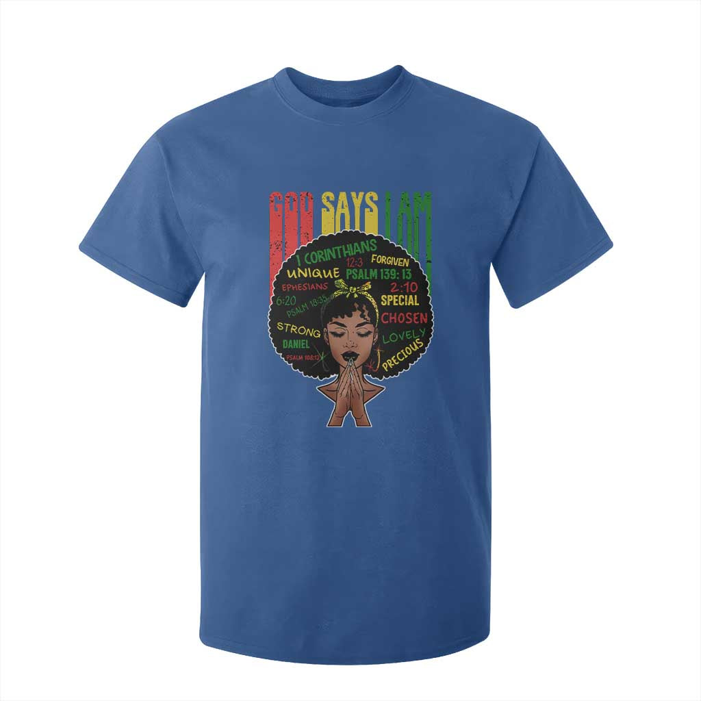 Proud Black African American T Shirt For Kid God Says I Am Black History Month Afro Girl TS11 Royal Blue Print Your Wear