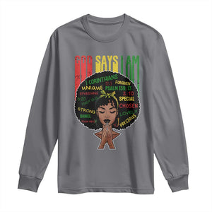 Proud Black African American Long Sleeve Shirt God Says I Am Black History Month Afro Girl TS11 Charcoal Print Your Wear