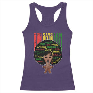 Proud Black African American Racerback Tank Top God Says I Am Black History Month Afro Girl TS11 Purple Print Your Wear