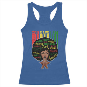 Proud Black African American Racerback Tank Top God Says I Am Black History Month Afro Girl TS11 Royal Blue Print Your Wear