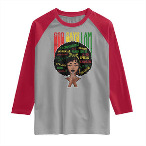Proud Black African American Raglan Shirt God Says I Am Black History Month Afro Girl TS11 Sport Gray Red Print Your Wear