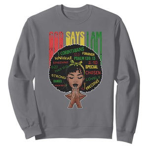 Proud Black African American Sweatshirt God Says I Am Black History Month Afro Girl TS11 Charcoal Print Your Wear