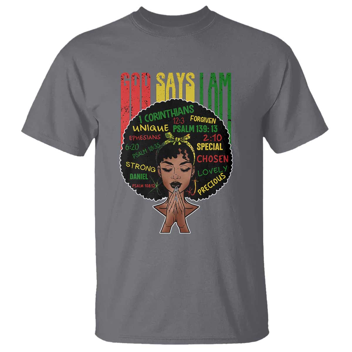 Proud Black African American T Shirt God Says I Am Black History Month Afro Girl TS11 Charcoal Print Your Wear