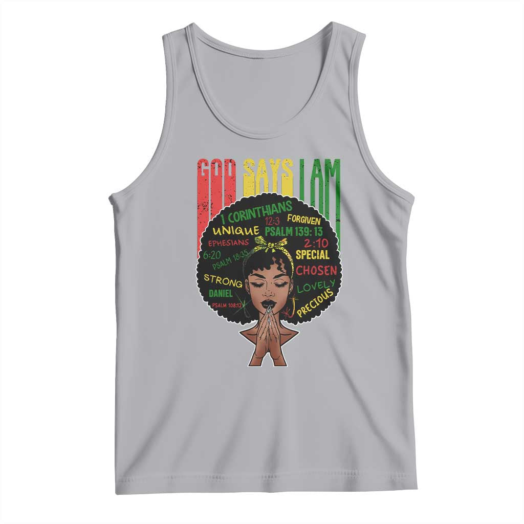 Proud Black African American Tank Top God Says I Am Black History Month Afro Girl TS11 Athletic Heather Print Your Wear