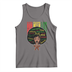 Proud Black African American Tank Top God Says I Am Black History Month Afro Girl TS11 Deep Heather Print Your Wear