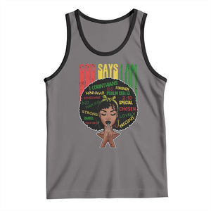 Proud Black African American Tank Top God Says I Am Black History Month Afro Girl TS11 Deep Heather Black Print Your Wear