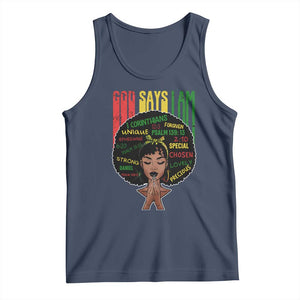 Proud Black African American Tank Top God Says I Am Black History Month Afro Girl TS11 Navy Print Your Wear