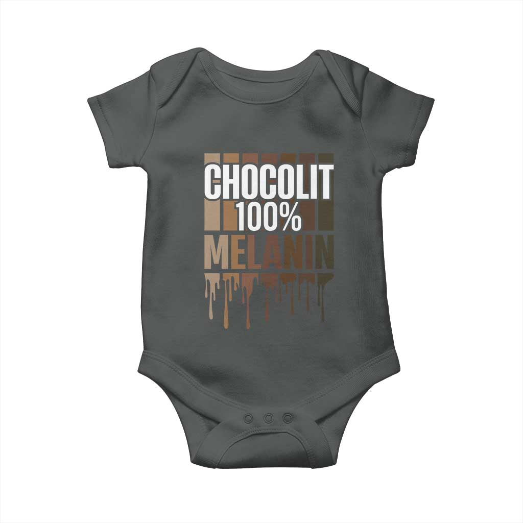 Funny Chocolit 100% Baby Onesie African American Melanin Black Pride TS11 Dark Heather Print Your Wear