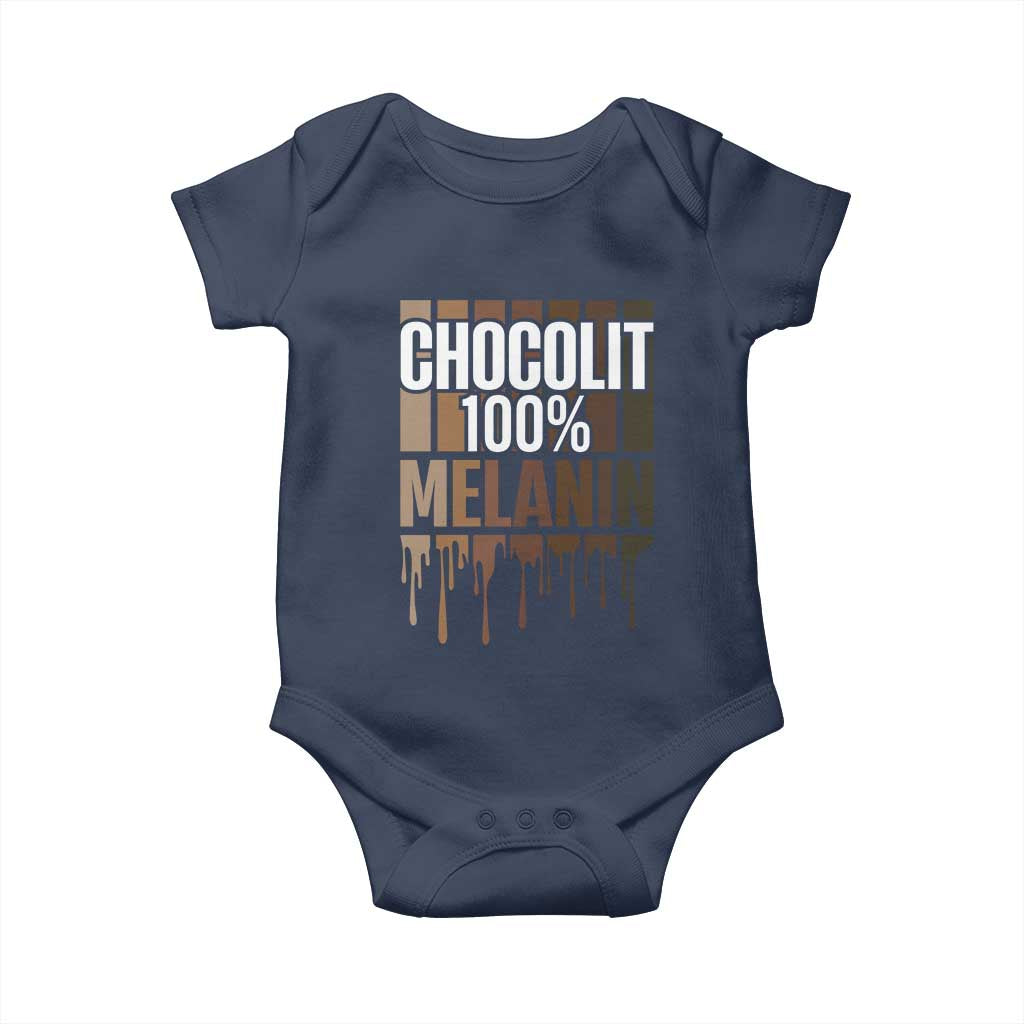 Funny Chocolit 100% Baby Onesie African American Melanin Black Pride TS11 Navy Print Your Wear