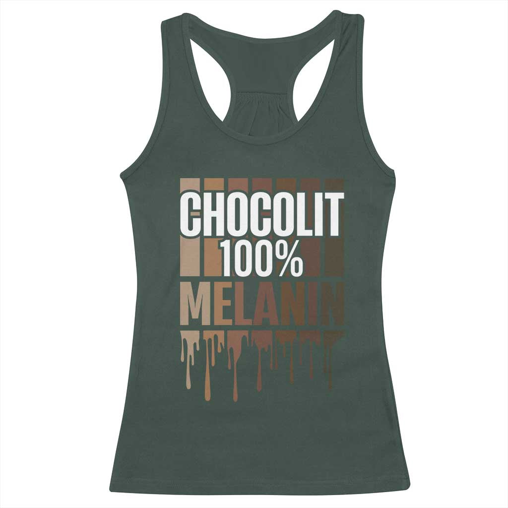 Funny Chocolit 100% Racerback Tank Top African American Melanin Black Pride TS11 Dark Forest Green Print Your Wear