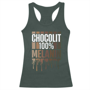 Funny Chocolit 100% Racerback Tank Top African American Melanin Black Pride TS11 Dark Forest Green Print Your Wear