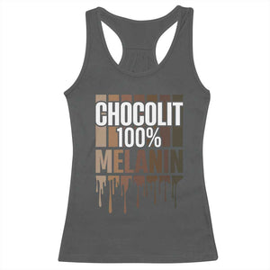 Funny Chocolit 100% Racerback Tank Top African American Melanin Black Pride TS11 Dark Heather Print Your Wear