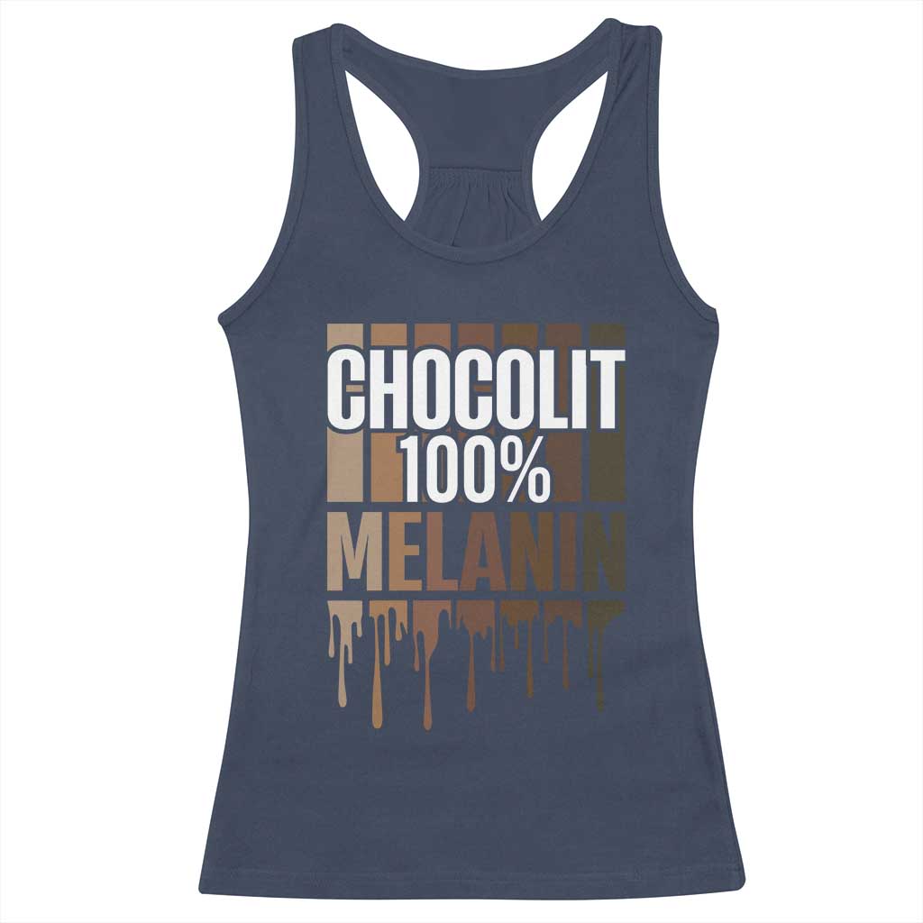 Funny Chocolit 100% Racerback Tank Top African American Melanin Black Pride TS11 Navy Print Your Wear