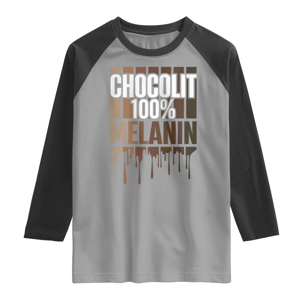 Funny Chocolit 100% Raglan Shirt African American Melanin Black Pride TS11 Sport Gray Black Print Your Wear