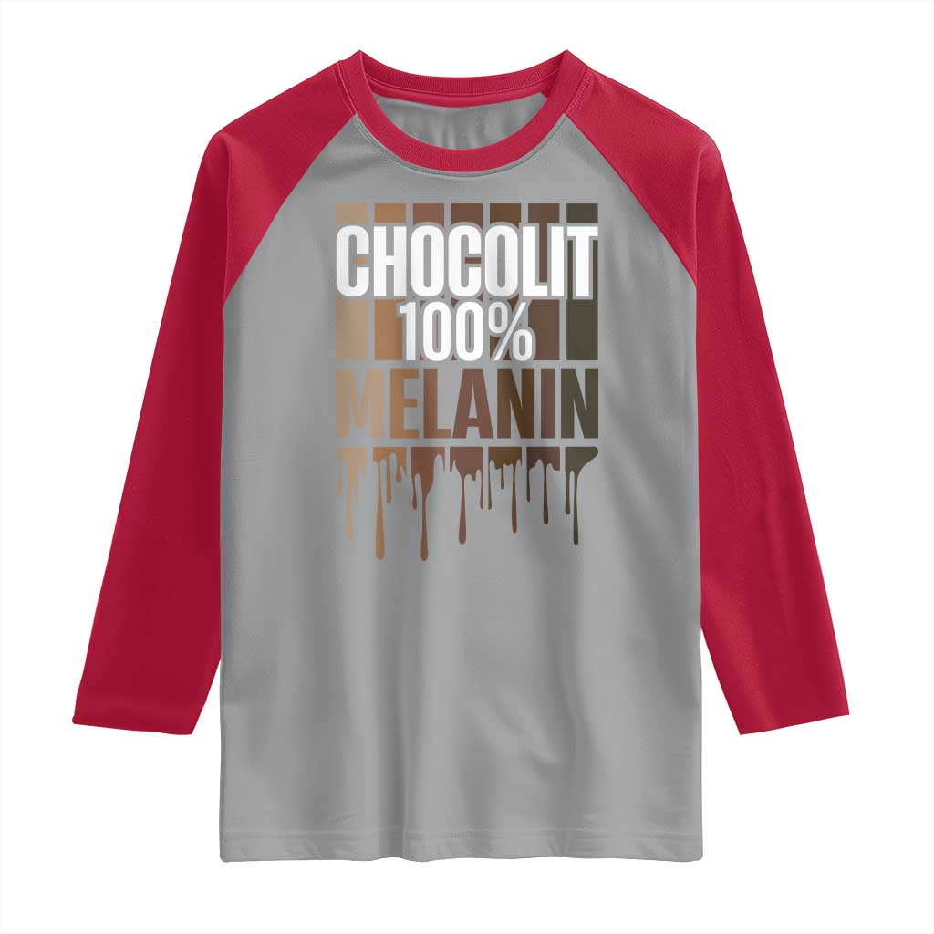 Funny Chocolit 100% Raglan Shirt African American Melanin Black Pride TS11 Sport Gray Red Print Your Wear