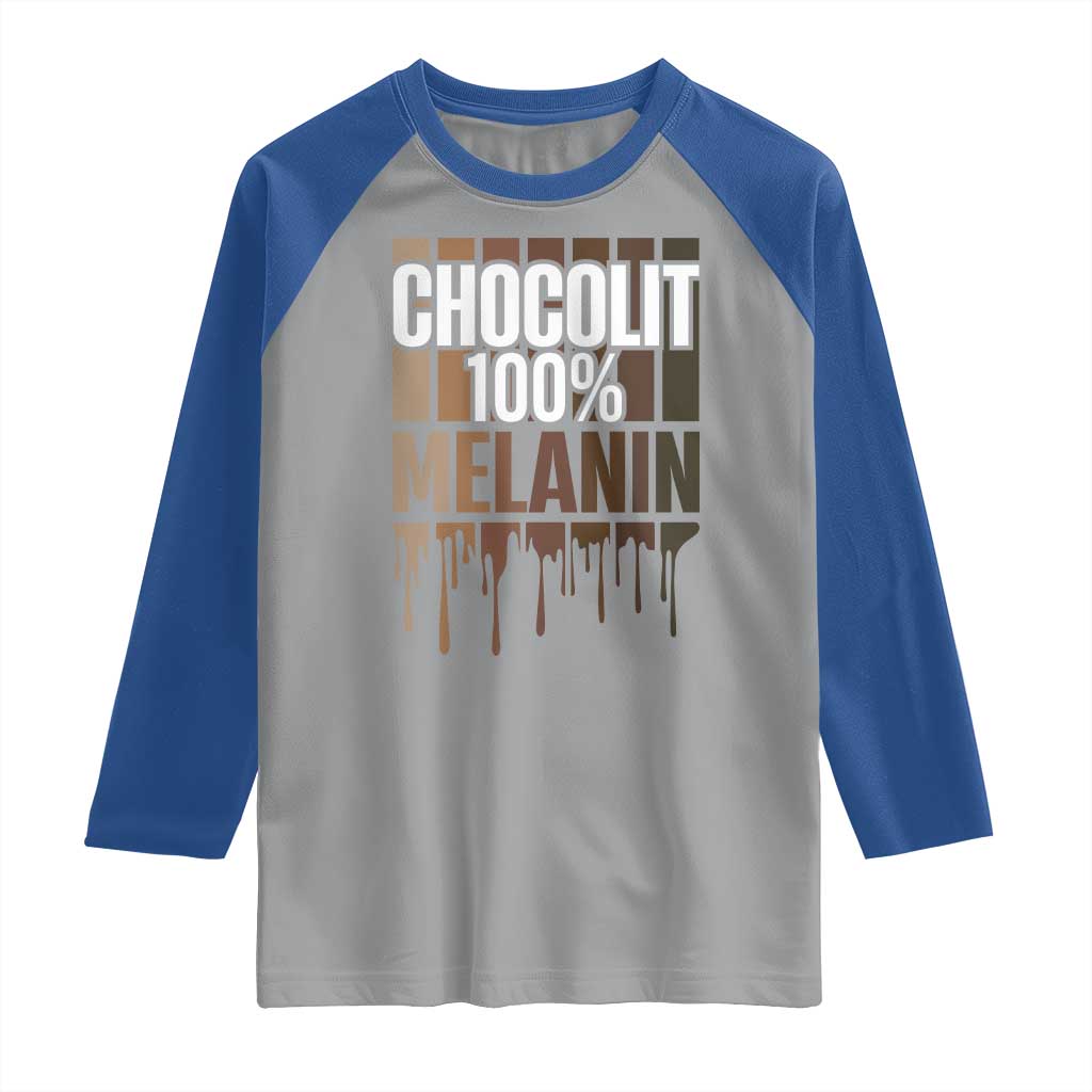 Funny Chocolit 100% Raglan Shirt African American Melanin Black Pride TS11 Sport Gray Royal Print Your Wear