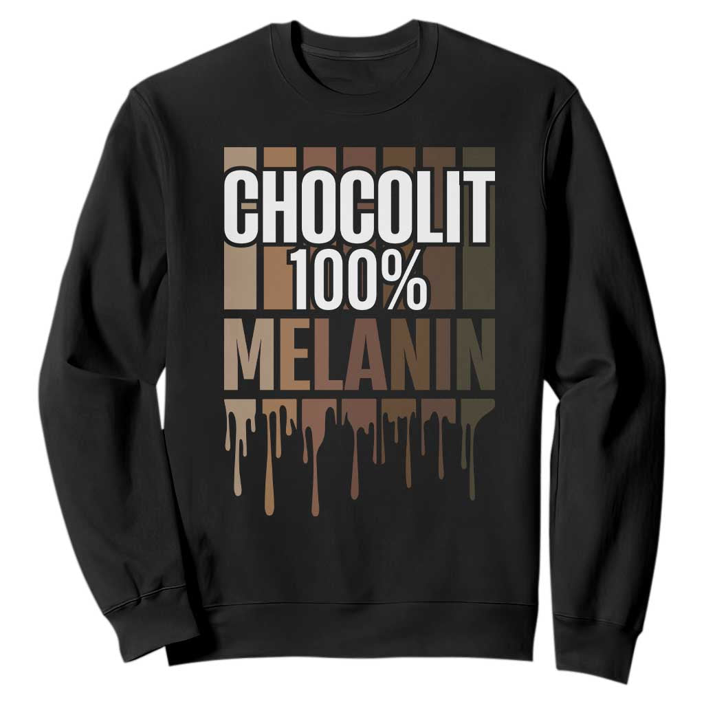 Funny Chocolit 100% Sweatshirt African American Melanin Black Pride TS11 Black Print Your Wear