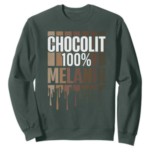 Funny Chocolit 100% Sweatshirt African American Melanin Black Pride TS11 Dark Forest Green Print Your Wear