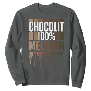 Funny Chocolit 100% Sweatshirt African American Melanin Black Pride TS11 Dark Heather Print Your Wear