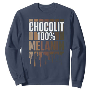Funny Chocolit 100% Sweatshirt African American Melanin Black Pride TS11 Navy Print Your Wear